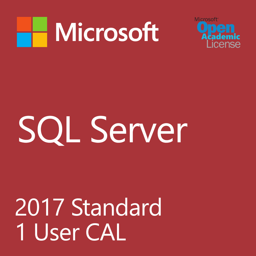 Microsoft SQL Server 2017 Standard - 1 User Client Access License Academic